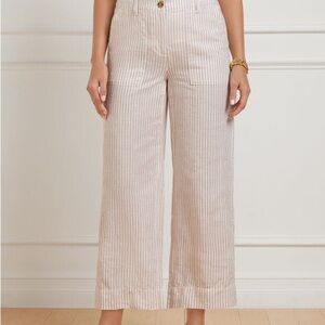 STRAIGHT ANKLE WASHED LINEN PANTS - TAILORED STRIPE